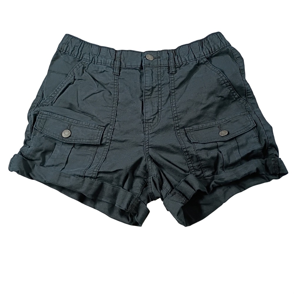 Time and Tru Cargo Shorts Women 8 Gray Cuffed Stretch Utility Pocket